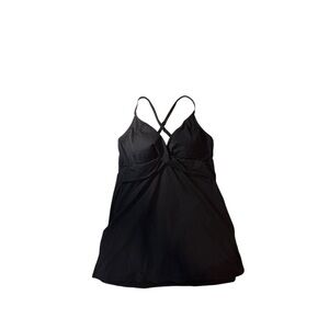 Lands' End black one piece bathing suit swim dress black size 12